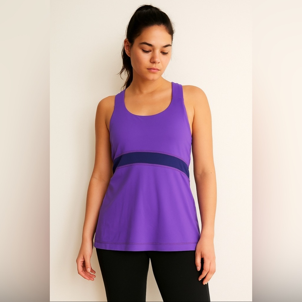 Lululemon Purple and Navy Mesh Back Tank Top.     Size-6